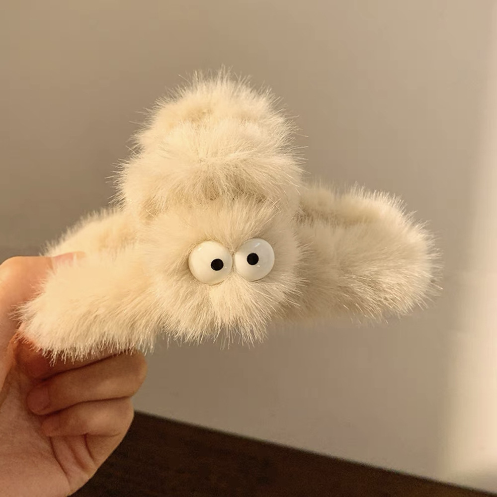Ugly and Cute Cute Big Eyes Plush Grip Women's Back Head Hairy Hair Clips Hairpin Shark Clip Large Hair Accessories Autumn and Winter