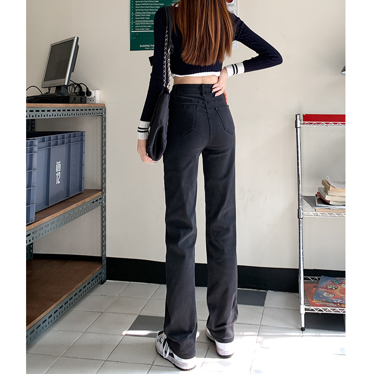   885ins High Street Wind Winter New Jeans Women's Slimming oose All-Match Wide eg Pants High Waist Straight-eg Shorts