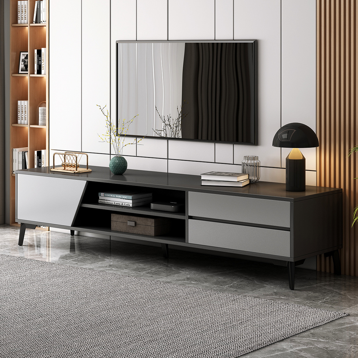 电视柜轻奢客厅家用边柜小户型简约现代视听柜组合卧室伸缩地柜