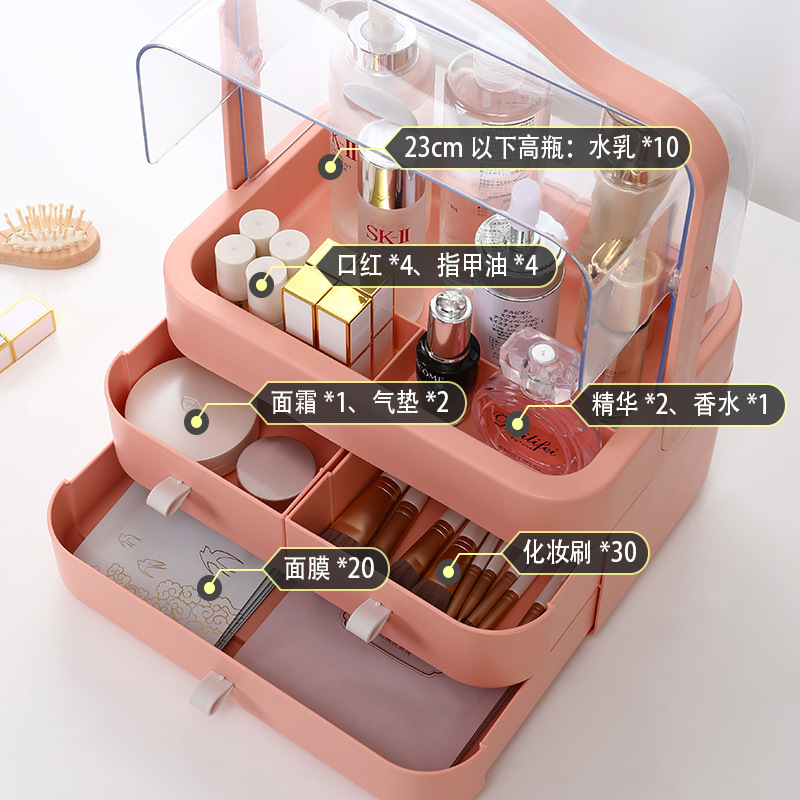 Cosmetics Storage Box Dustproof Dresser Table Lipstick Skin Care Products Storage Box Advanced Sense Drawer Style Rack