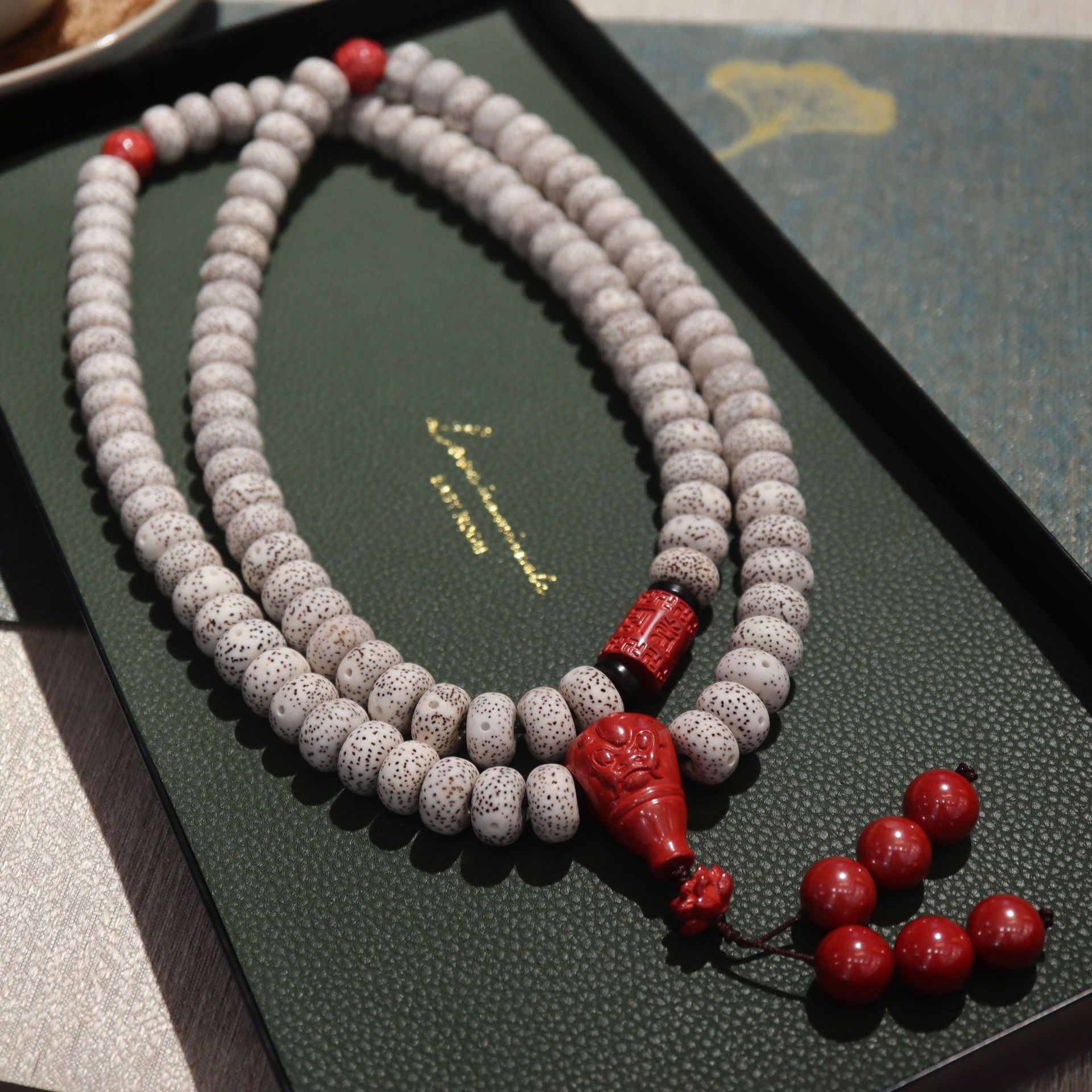 帝王珠砂六字真言精挑星月菩提9*13mm108颗佛珠手串