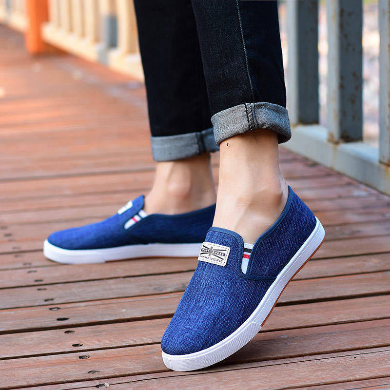 One Piece Dropshipping Beijing Sneakers Men's Denim Canvas Shoes Slip-on Male Student Shoes Casual and Comfortable Linen