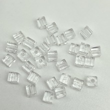 厂家直供透明染色4mm正方管珠散珠塑料四角方块珠子无孔方珠配件