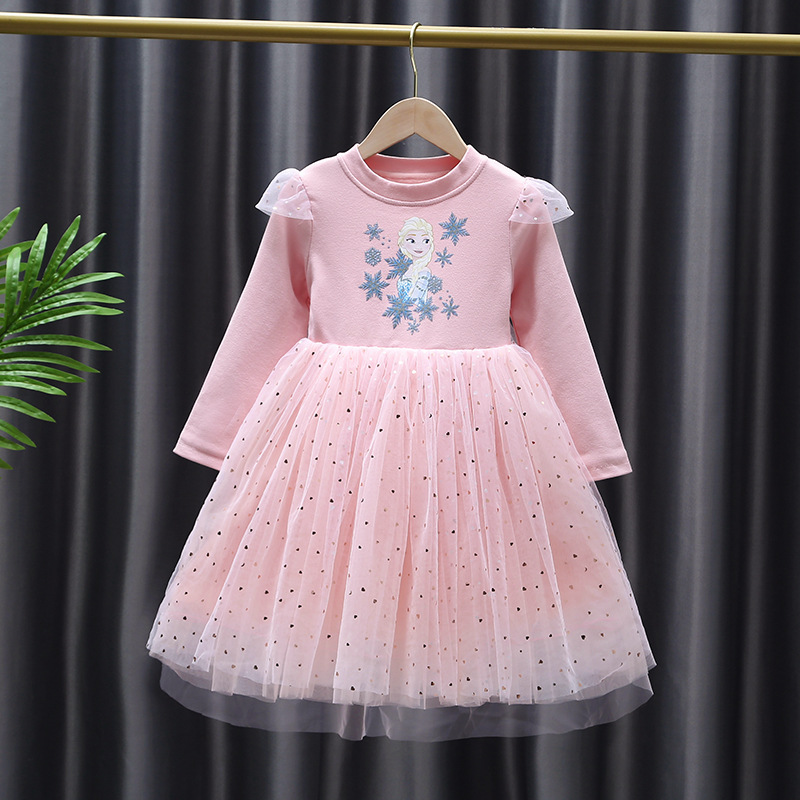 爱莎公主裙女童冬装加厚加绒连衣裙儿童艾莎秋冬季宝宝中小童裙子