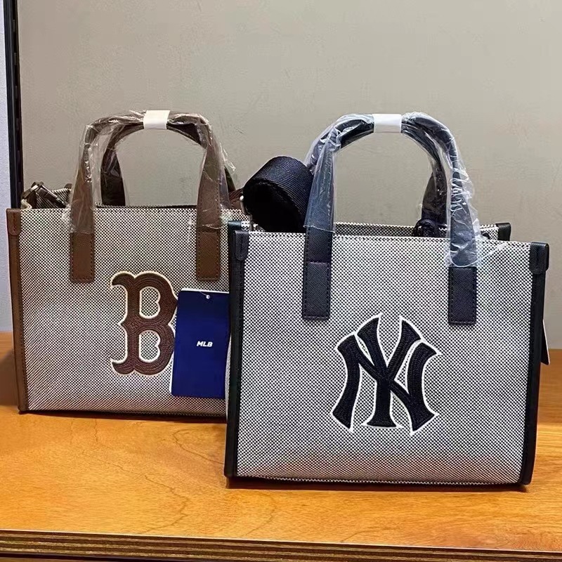 mlb新款女百搭托特包ny字母印花刺绣经典休闲挎包大容量手提包包
