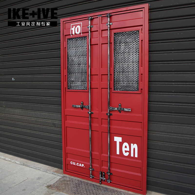 个性创意店铺工作室loft美式餐厅铁门工业铁艺门装修门风集装箱