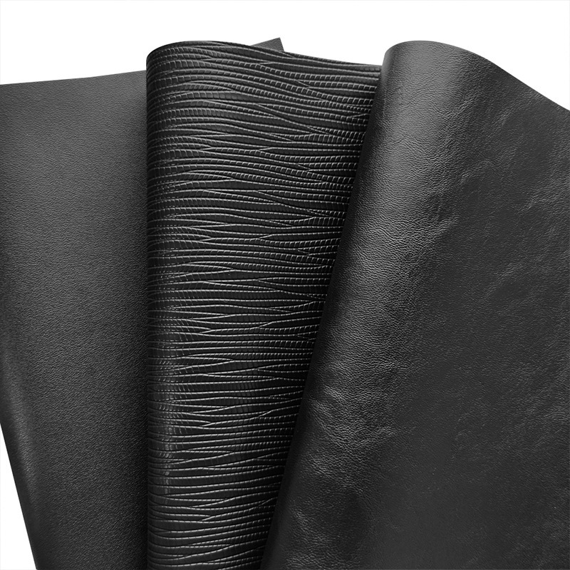 2022新款纯黑色压纹pu人造革可印刷皮革 箱包手袋鞋材服饰面料