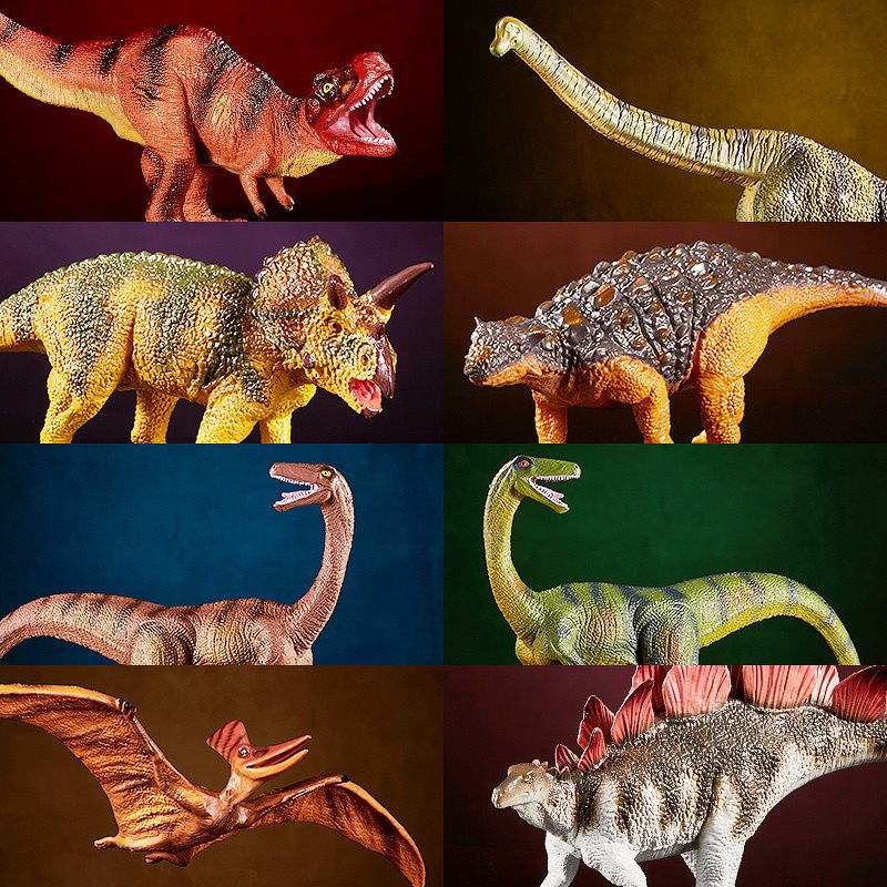 硬胶空心恐龙套装12只一套霸王龙三角龙副栉龙棘背龙角鼻龙剑龙腕￥2