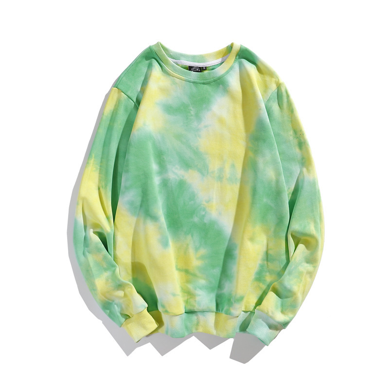 Customized Foreign Trade British Style 2023 New Men's and Women's Same Tie-Dyed Color round-Neck Pullover Fashion