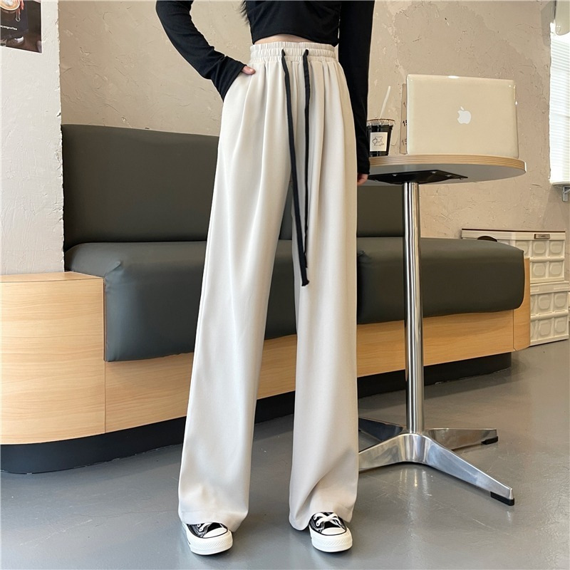 Wide-Leg Pants Ladies 2022 New Autumn and Winter Korean Style High Waist Drooping Casual Pants Loose Straight Girl Mop Pants