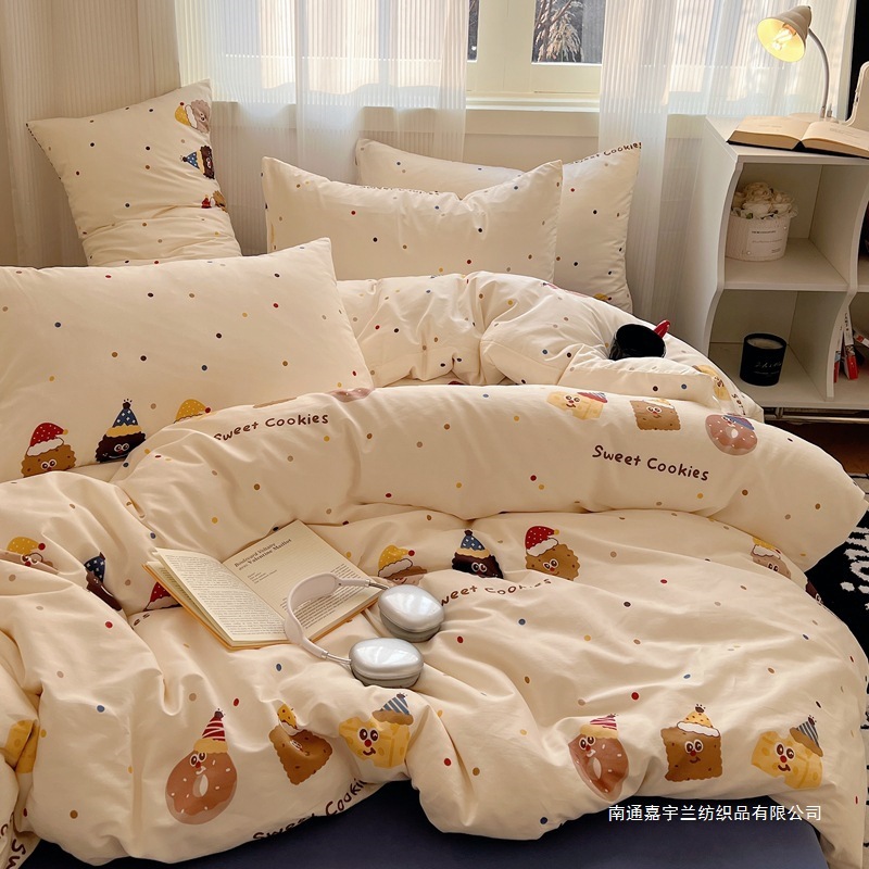 春秋全棉ins风 纯棉四件套40支小清新碎花田园床笠款宿舍家纺批发