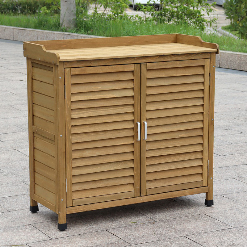 户外实木收纳鞋柜阳台防水家用门口多功能储物箱花园杂物柜子