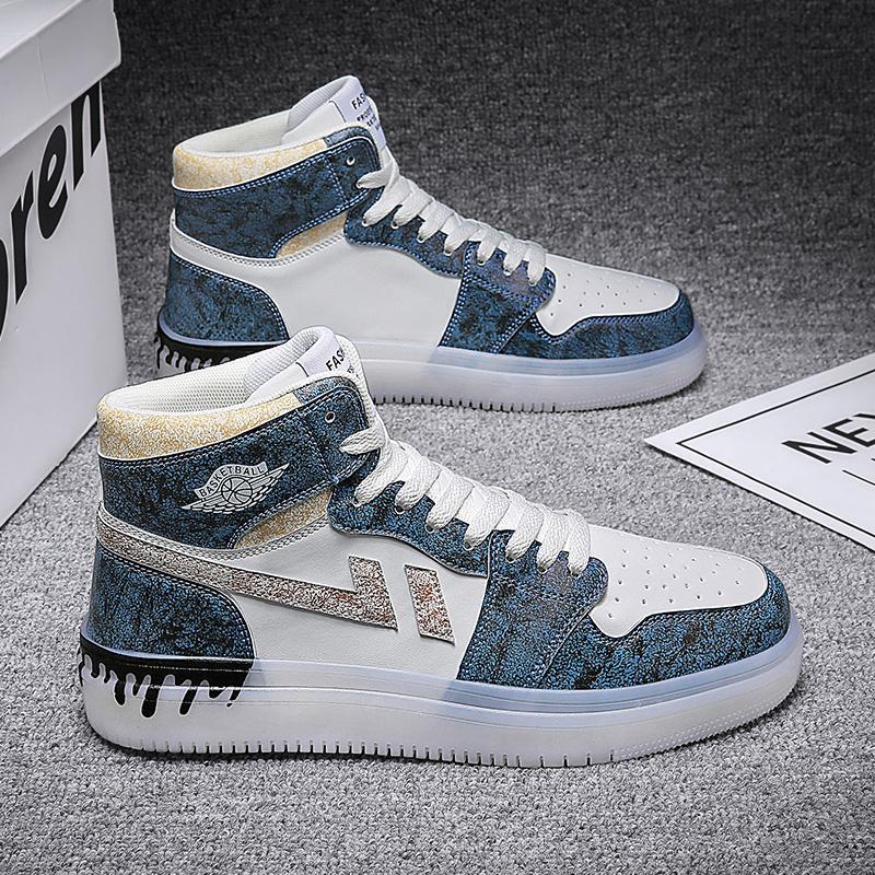 2021秋冬新款男士迷彩高帮aj板鞋休闲时尚青年运动空军一号潮男鞋
