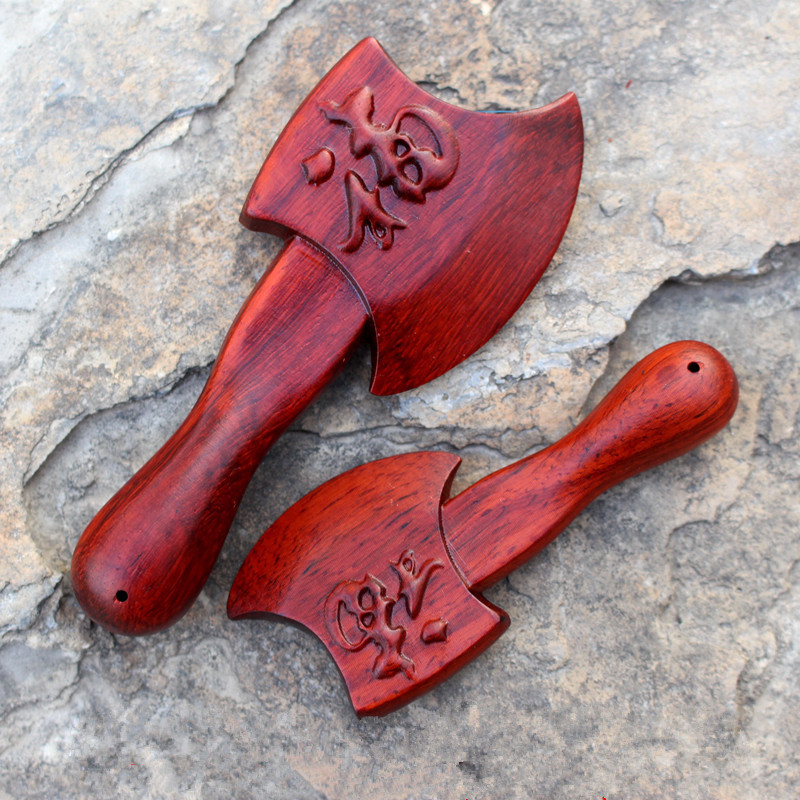 紫檀实木斧头吊坠挂件檀木实木手把件文玩工艺品福斧头木雕木质斧