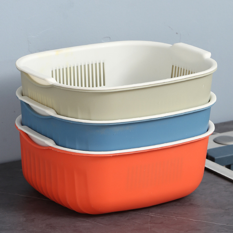 Supply Drain Basket Double-Layer Draining Kitchen Multi-Functional Vegetable Washing Basket Household Fruit and Vegetable Drain Basket