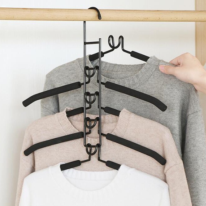 跨境可拆卸泡棉分层衣架 五层省空间衣挂防滑无痕服装店家用衣撑