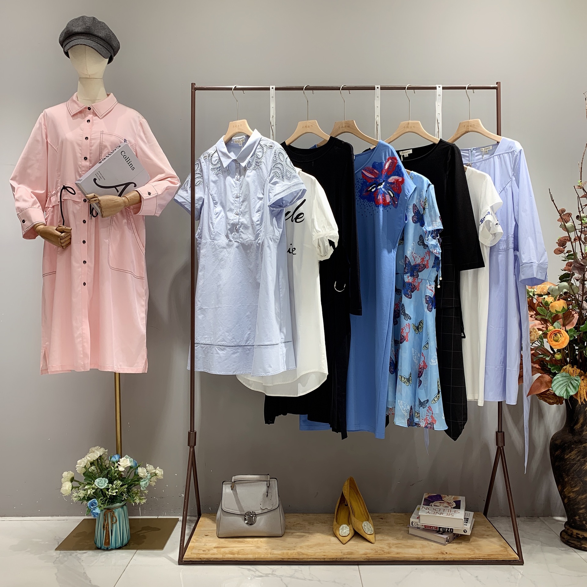 珂雯娜休闲连衣裙中淑大码品牌女装尾货品牌折扣女装直播一手货源