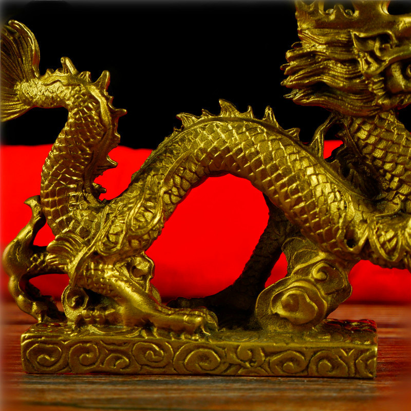 纯铜龙五爪金龙摆件青龙招财十二生肖龙单龙戏珠招财纯铜龙装饰品