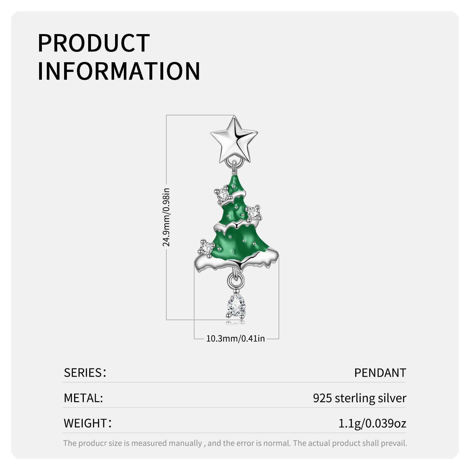 Christmas Gift Christmas Tree Necklace S925 Sterling Silver Epoxy Independent Station Supply European and American Fashion Necklace Ornament