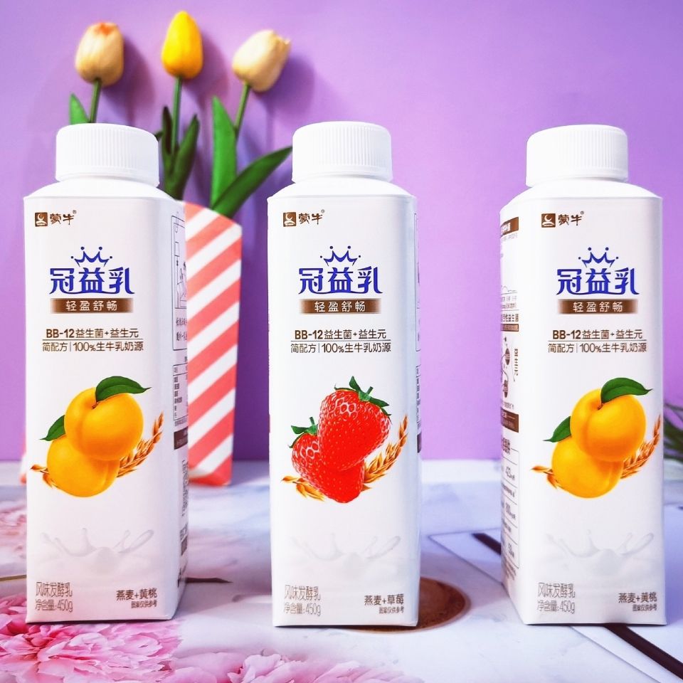 蒙牛冠益乳酸奶450g*5/8瓶 风味发酵乳 草莓 黄桃 椰果 桑葚包邮