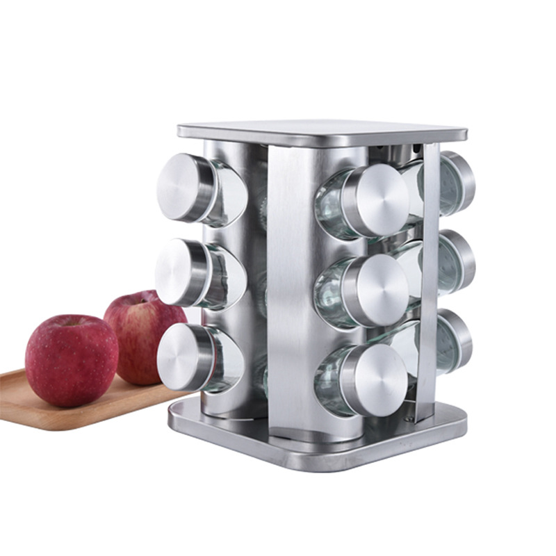 Z96 Kitchen Household Rotating Spice Rack Supplies Rotating Seasoning Containers Stainless Steel Spice Seasoning Box Customization