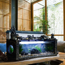 雨林造景大型金鱼缸水族箱懒人背过滤客厅小型家用桌面