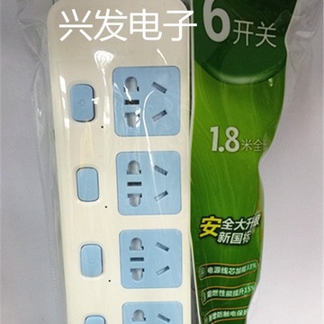 公牛安全插排 长1.8米/6位6开 阻燃性能好使用寿命长 防触电保护