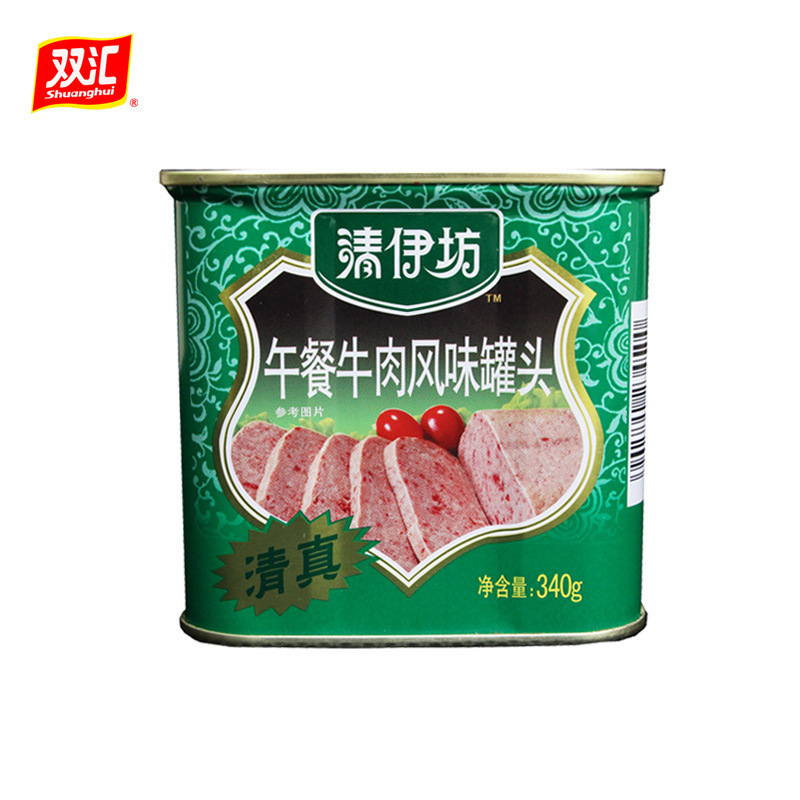 双汇清伊坊午餐牛肉风味罐头340g 清真即食火腿切片煎炸火