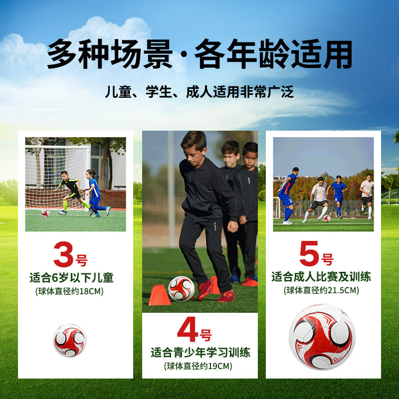Football No. 5 Adult No. 4 Primary School Student No. 3 Kindergarten Children Training Competition No. 4 Pvc Machine-Sewing Soccer Wholesale