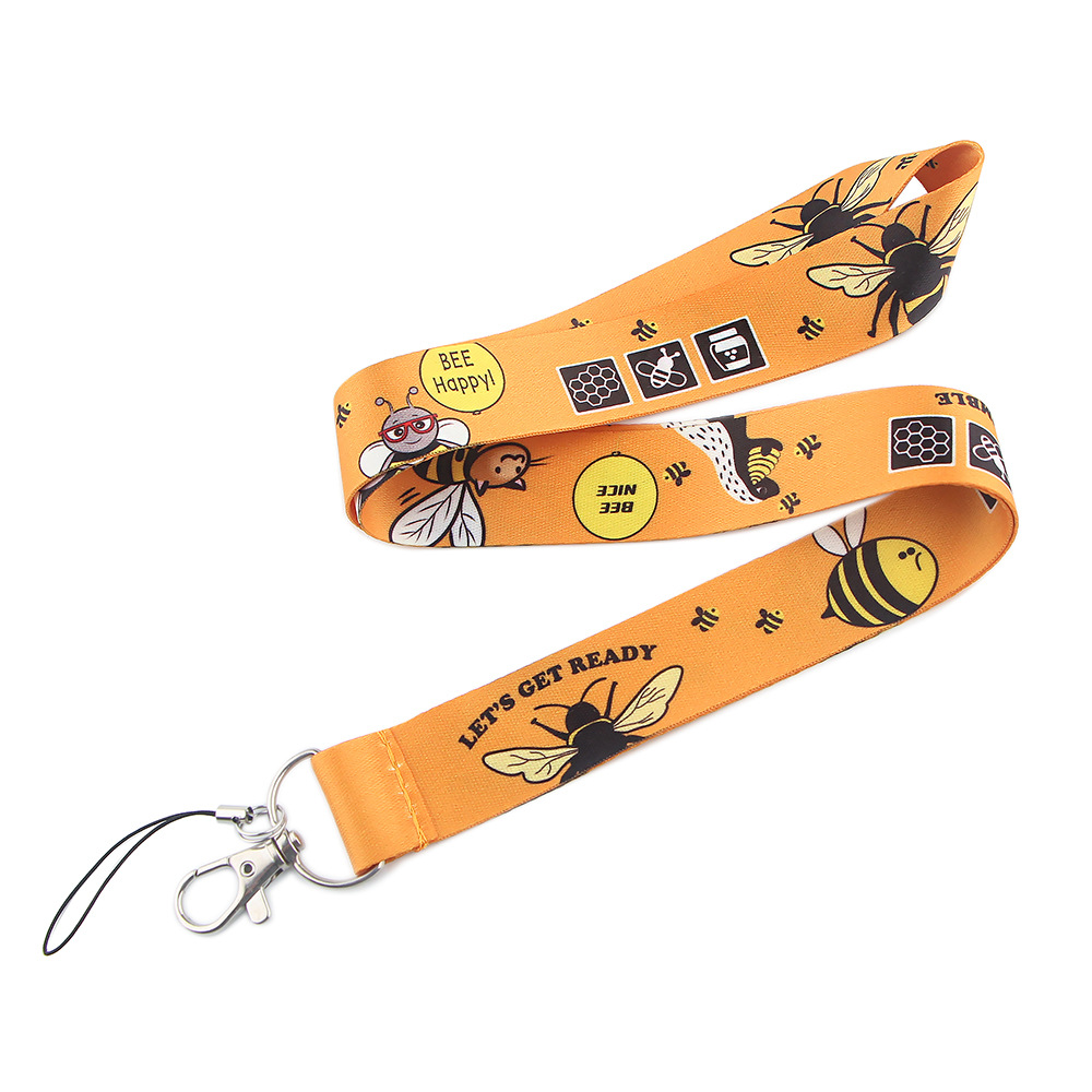 蜜蜂卡通动漫手机挂绳 钥匙配件双面印涤纶办公证件吊绳可定制