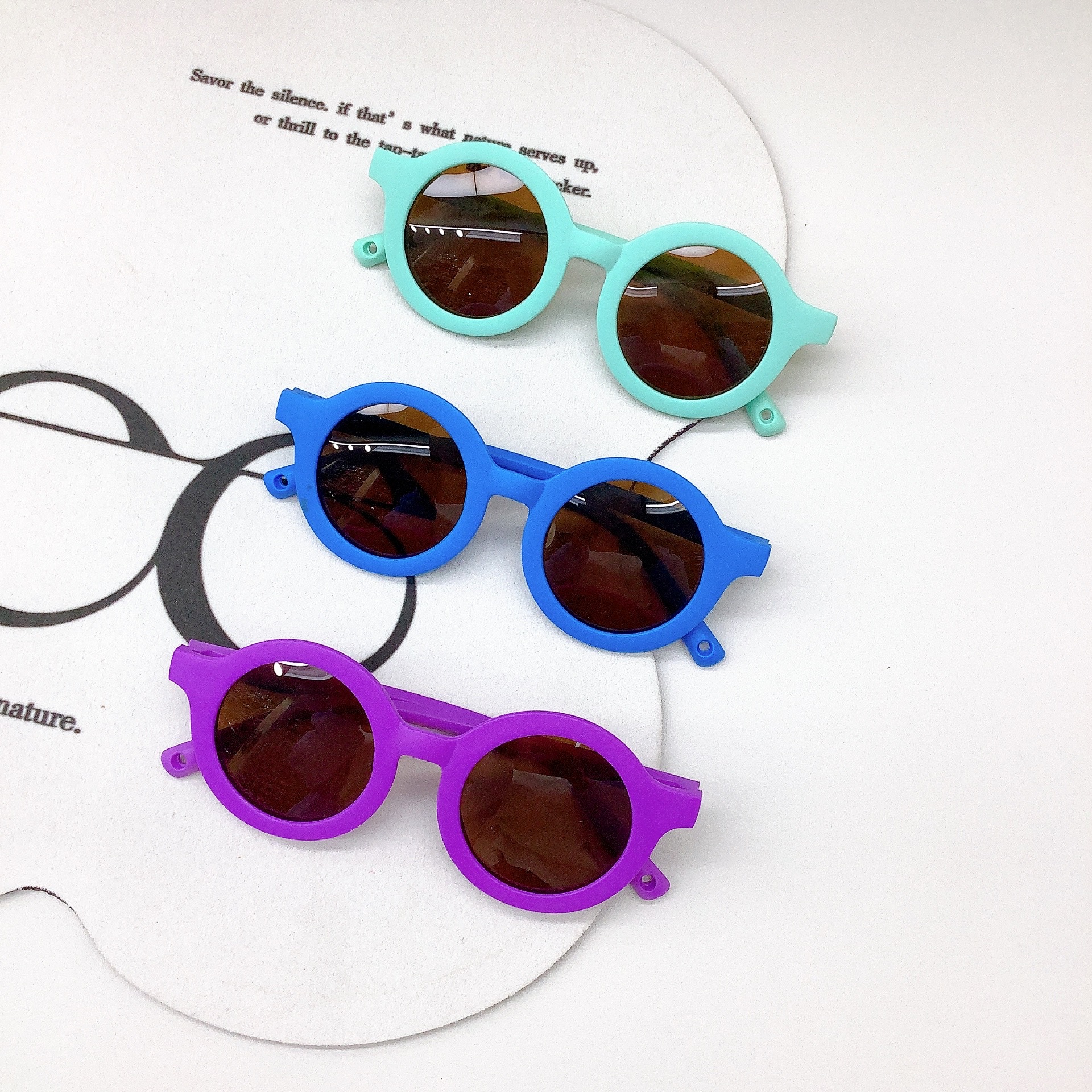 Fashion Silicone Polarized New Kids Sunglasses Style Retro Cute round Frame Boys and Girls Sunglasses UV Protection