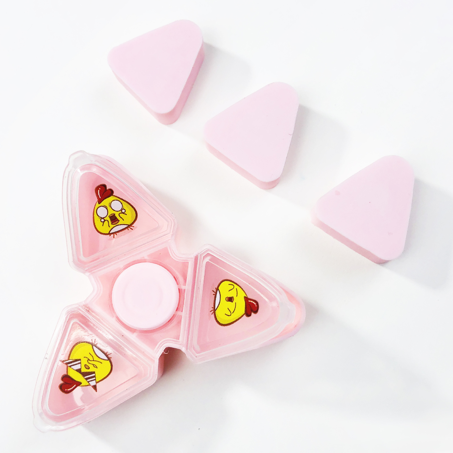 创意小怪才三角形陀螺造型橡皮擦 创意玩具陀螺橡皮文具 儿童