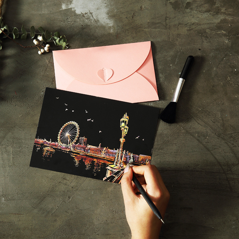 刮刮画刮画本手刮画涂鸦黑色刮画纸儿童图片城市夜景