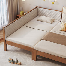 实木拼接床儿童床婴儿平接加宽大床可可订无缝边床大人可睡单人床