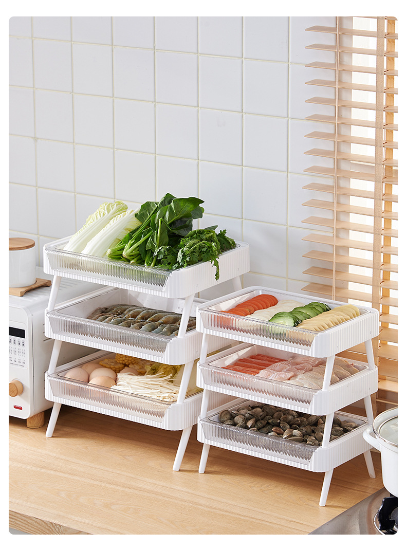 创意火锅菜盘可折叠厨房置物架家用多层沥水配菜架塑料白色火锅盘