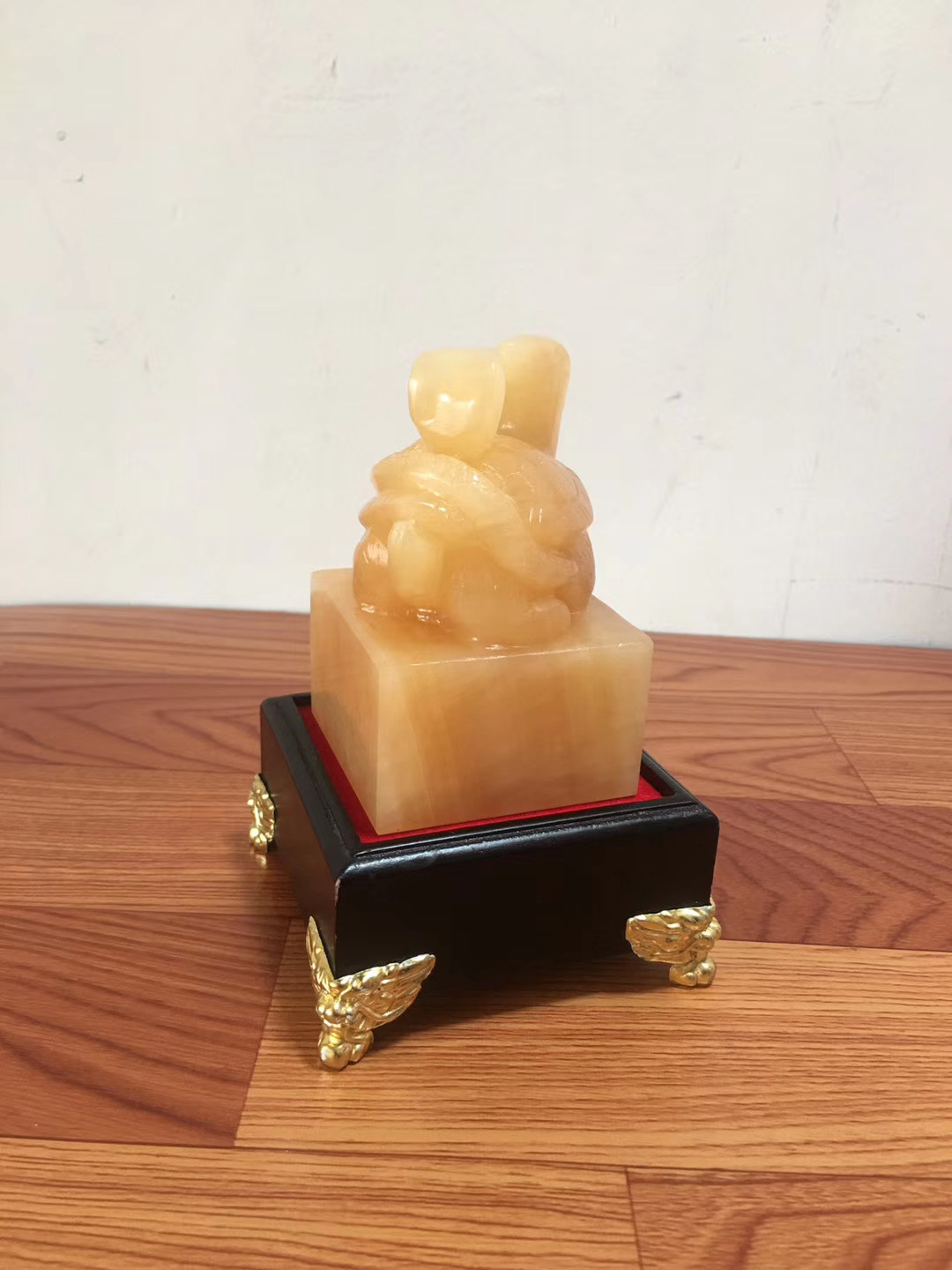 黄玉玄武印章玉玺摆件 米黄玉乌龟蛇玉石玄武印办公篆刻玉印