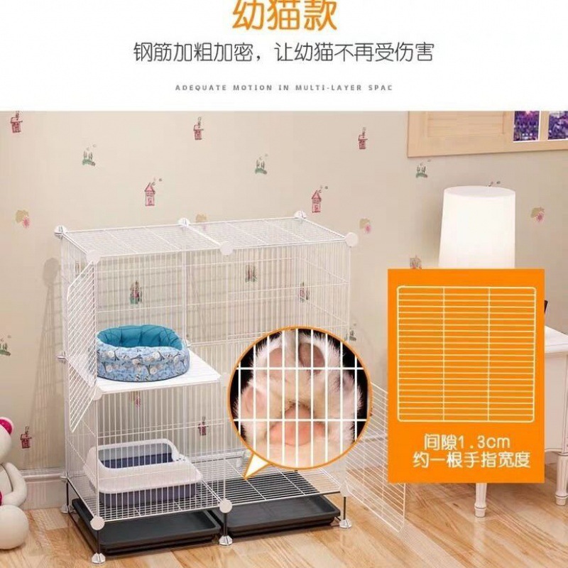 Cat Cage Cat Villa Indoor Luxury Cat Nest Home with Toilet Can Hold Litter Box Kittens Cattery Three Layers Cat House