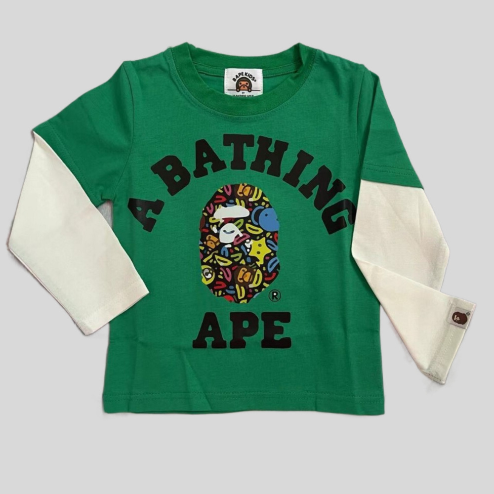 日本潮牌小猴子长t猿猴假两件秋新款假两件猿人头