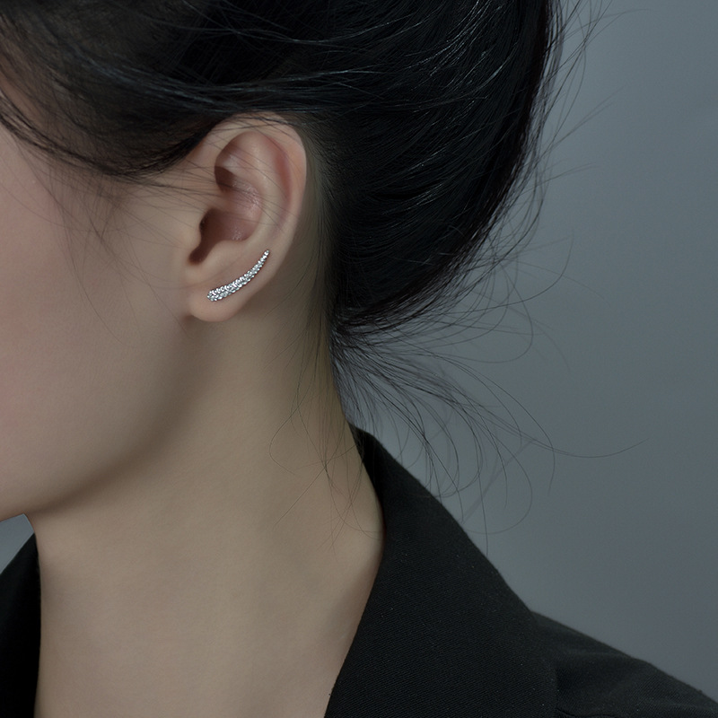 u型羽毛耳钉气质冷淡风ins简约小众高级轻奢设计感新款潮耳环耳饰