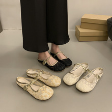 跨境欧洲站包头外贸半拖鞋女2024新款夏季法式方头后空玛丽珍鞋女