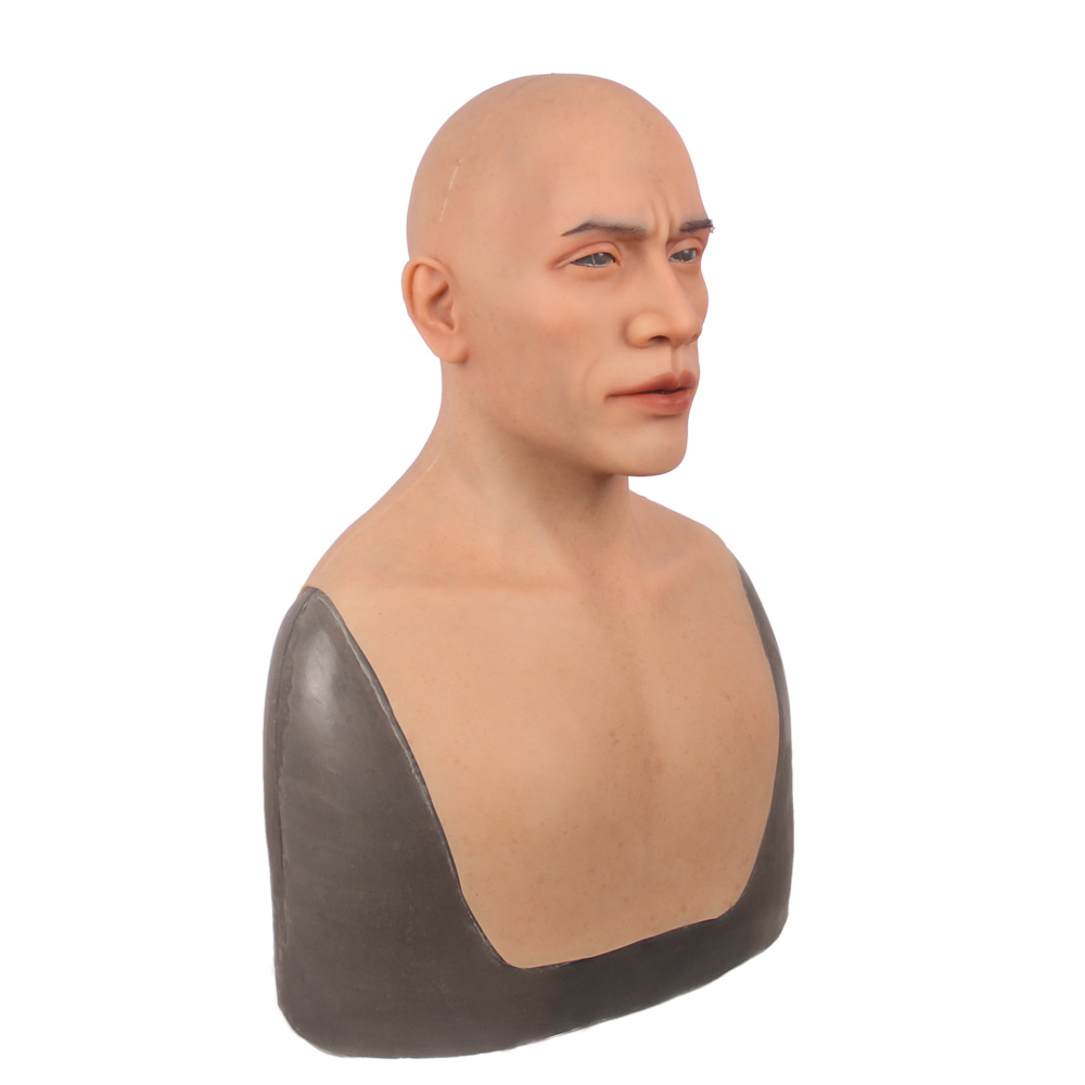 万圣节新款光头老爷爷帅哥仿真人脸面具头套影视道具面具头套批发