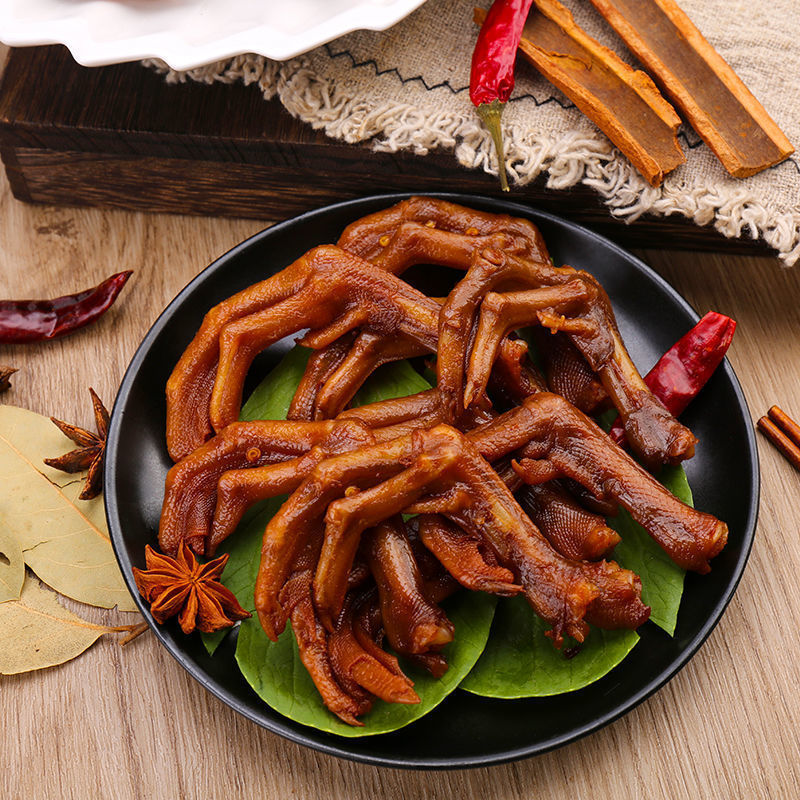 湖南特产网红辣酱小鸭爪即食卤味休闲鸭肉小吃包邮送退货