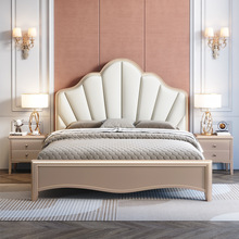 美式实木床主卧双人大床1.8米双人婚床欧式软包1.5米高箱床公主床