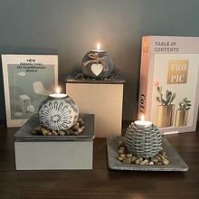 法式美式现代简约木质球形烛台摆件客厅浪漫创意装饰品蜡烛台