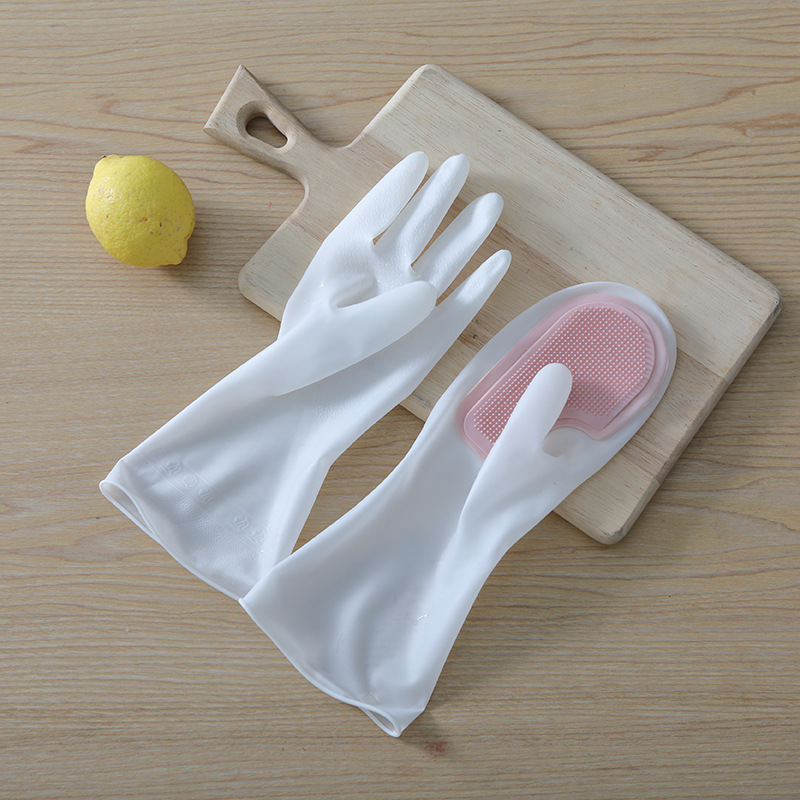 Multi-Functional Foundation Brush Household Dishwashing Gloves Plastic Latex Waterproof Kitchen Cleaning Home Use Laundry Brush Bowl Female