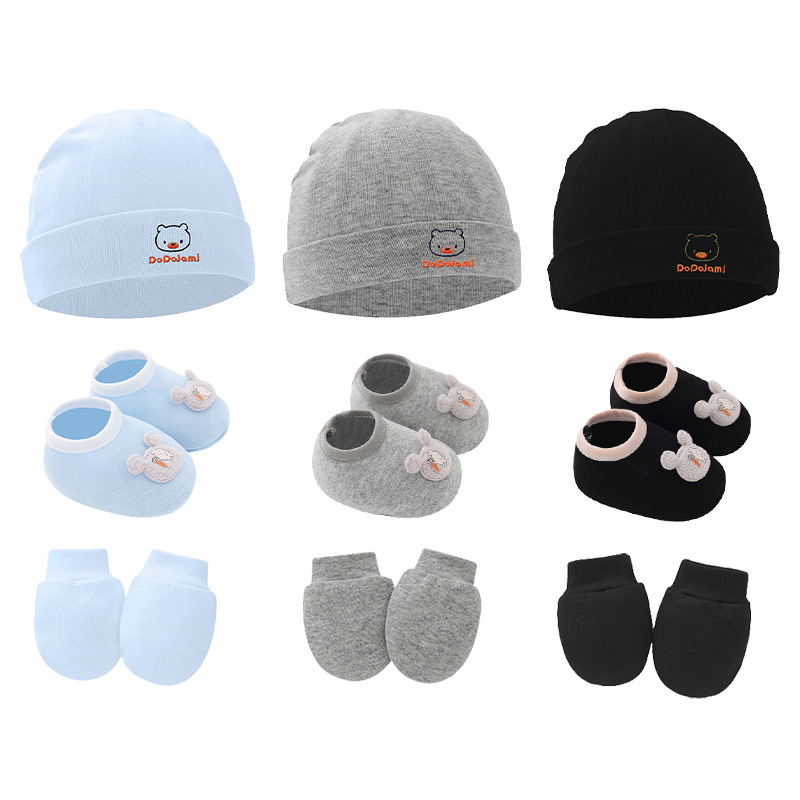 Foreign Trade European and American Newborn Hat Babies‘ Baby Beanie Cap Baby Gloves Baby Foot Strap 8922012