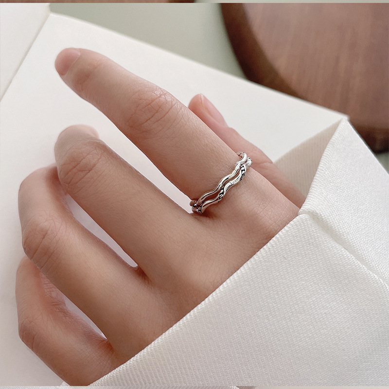 Zhiyun 925 Silver Ring Non-Fading Opening Simple Bracelet Minimalist Design Bracelet Niche Ins Style Pure Silver Ring Female