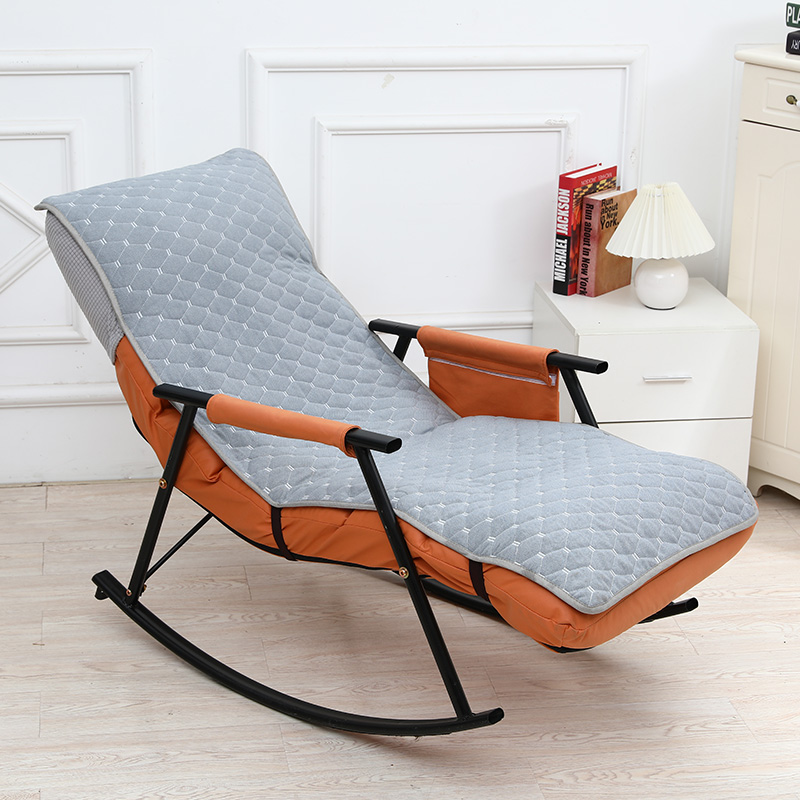 Rocking Chair Recliner Cushion Backrest Integrated Nap Lunch Break Cotton Mat Thickened Adult Folding Chair Lazy Chair Cushion Cover