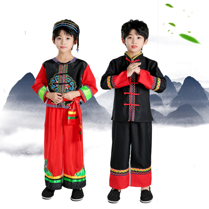 六一新款纳西族日常云南丽江少数民族服演出服男女儿童篝火晚会服