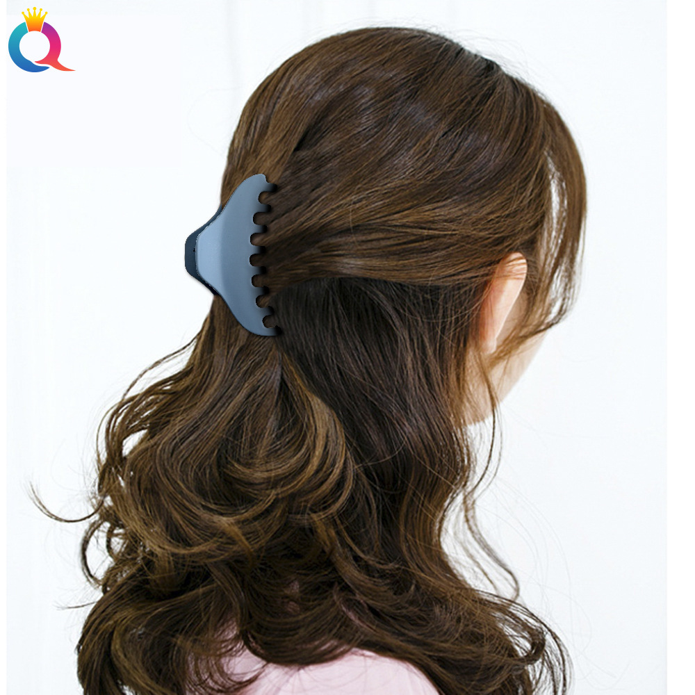 Qiyue Korean Style Blue Color Updo Hair Claw Fashion Frosted Hair Clip All-Match, Blue Clips Hairpin Shark Clip Hair Accessories for Women